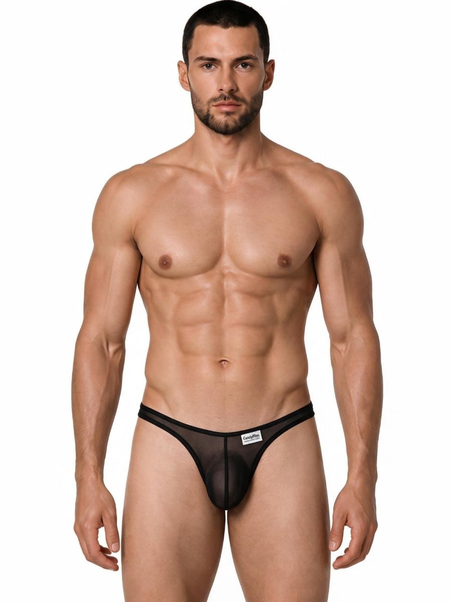 Mesh Black Sheer Thong - view 2