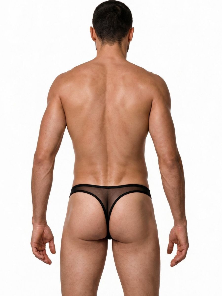 Mesh Black Sheer Thong - view 3