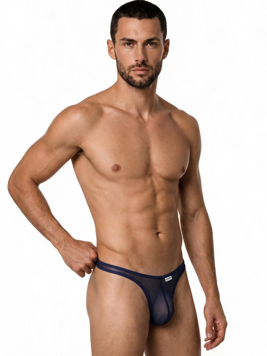 Mesh Navy Sheer Thong - view 4