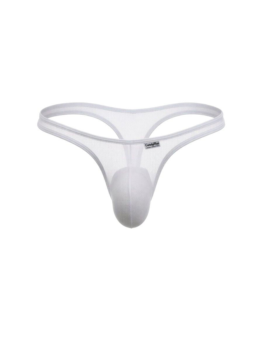 CandyMan 99954 Men's Underwear Sheer Mesh Thongs Color White Mesh