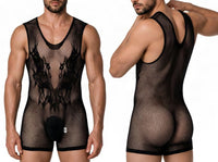 Patterned Black Sheer Bodysuit - view 1