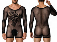 Black Sheer Bodysuit Alluring Long Sleeve - view 1