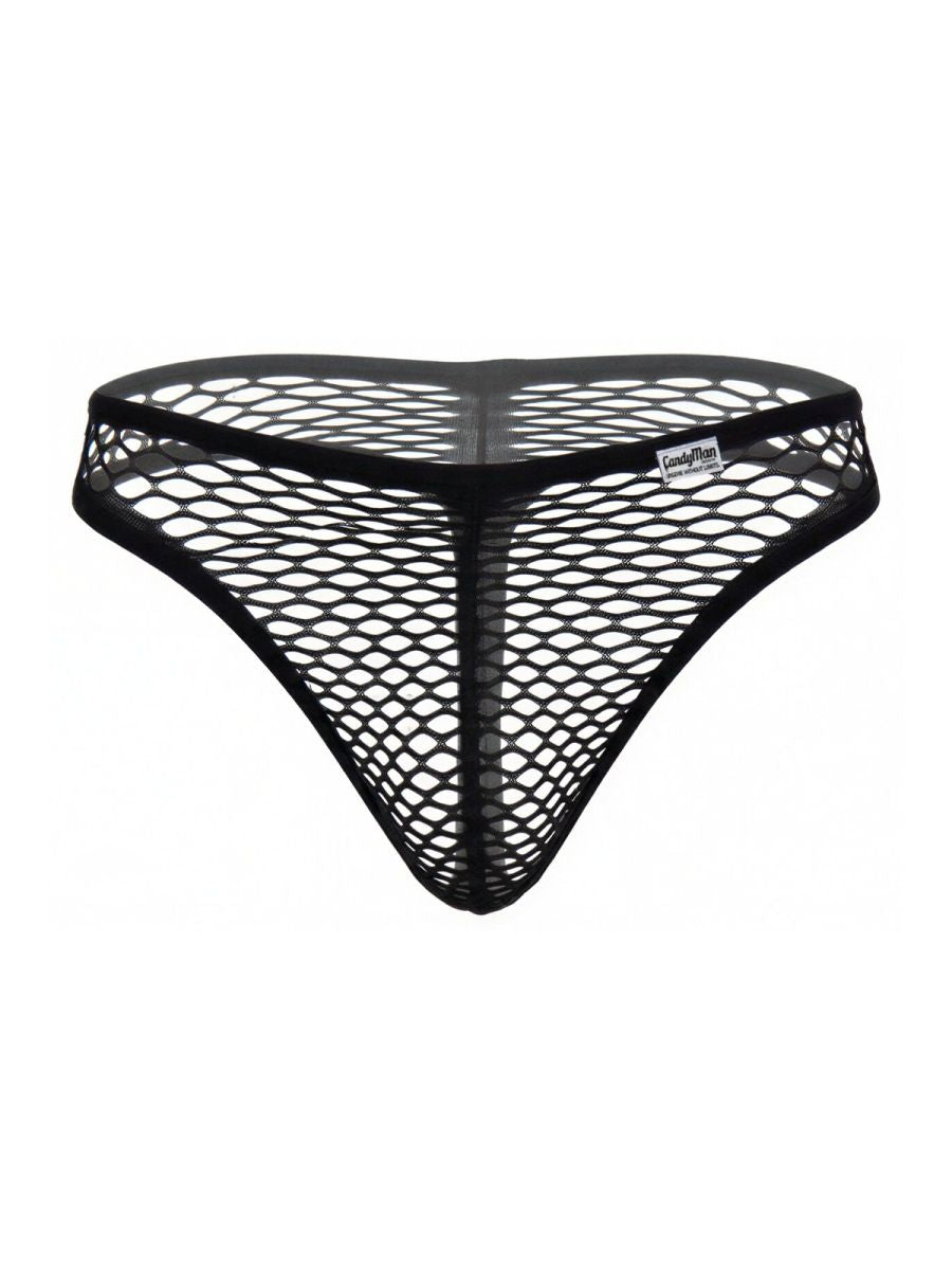 CandyMan 99963 Men's Underwear Fishnet Breathable Thong Color Black