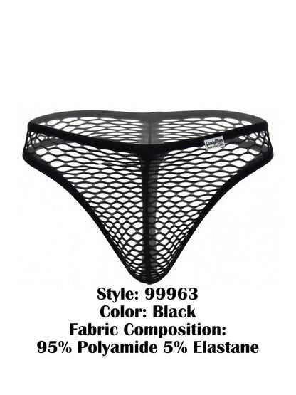 CandyMan 99963 Men's Underwear Fishnet Breathable Thong Color Black