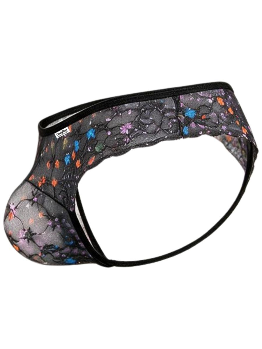 Black Printed Mesh Thong - view 7
