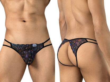 Seductive Black Printed Mesh Jockstrap - view 1
