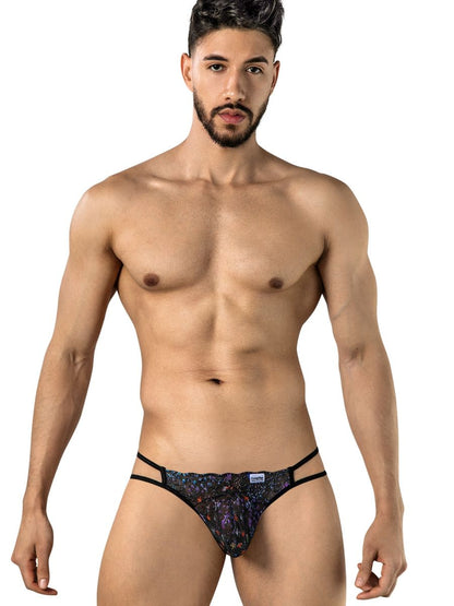 Seductive Black Printed Mesh Jockstrap - view 2