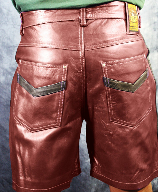 OnF "Chevron" Shorts in Burgundy and Black - front view
