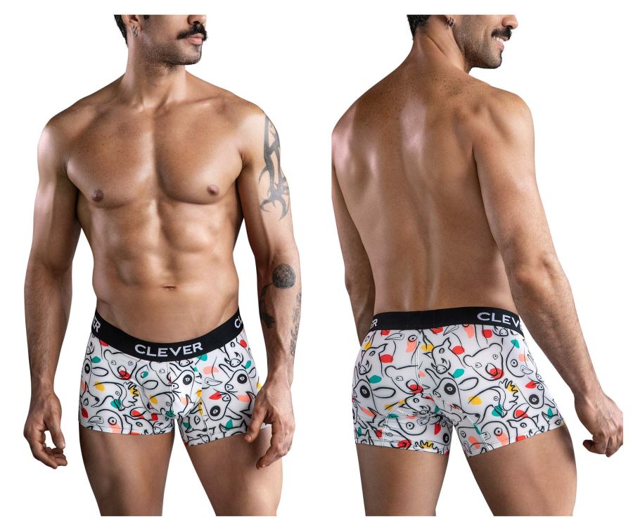 Clever Moda Men's Underwear 1725 Grange Trunks Color White