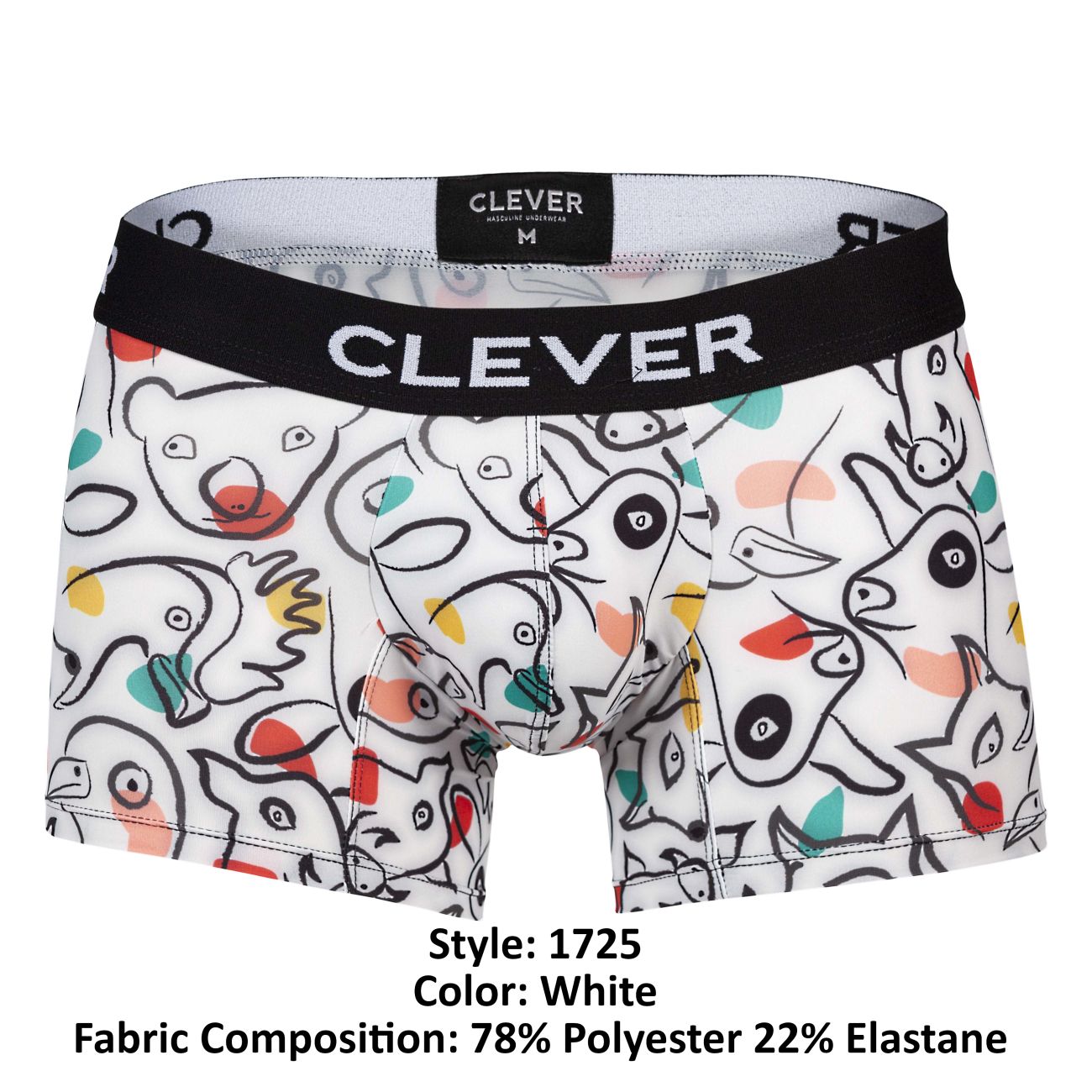 Clever Moda Men's Underwear 1725 Grange Trunks Color White