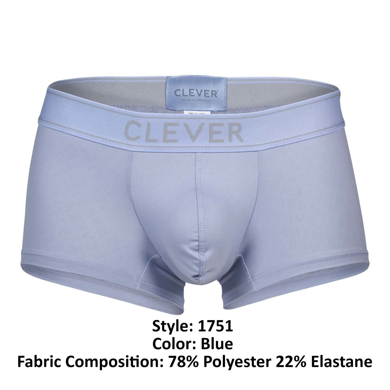 Clever Moda Men's Underwear 1751 Craftiness Trunks Color Blue
