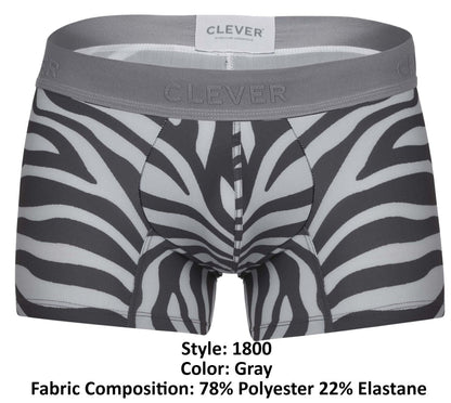 Clever Moda Men's Underwear 1800 Cebra Trunks Color Gray
