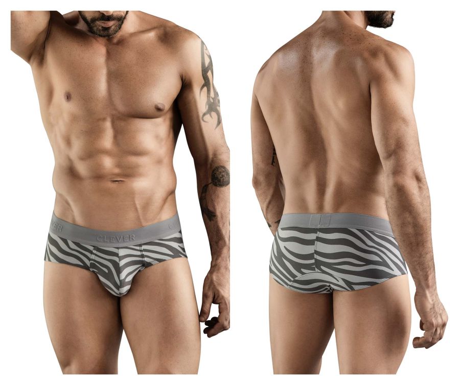 Clever Moda Men's Underwear 1801 Cebra Briefs Color Gray