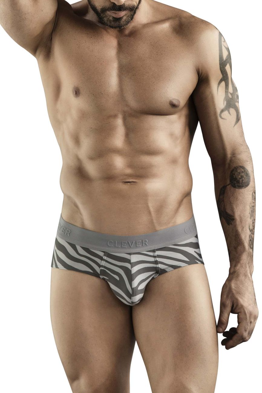 Clever Moda Men's Underwear 1801 Cebra Briefs Color Gray