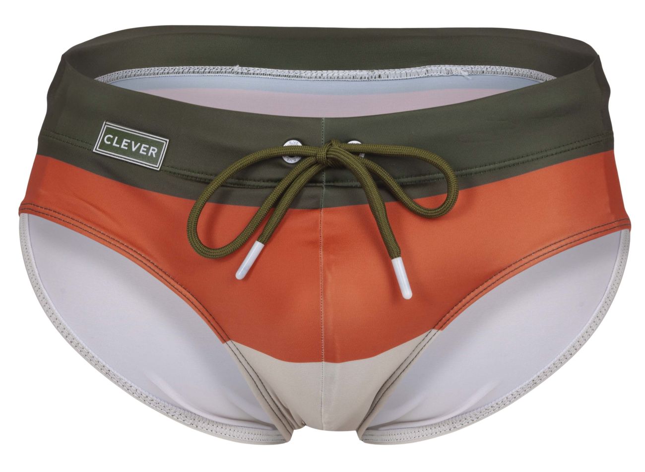 Clever Moda Men's swimwear 1802 Wave Swim Briefs Color Green