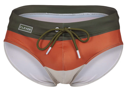 Clever Moda Men's swimwear 1802 Wave Swim Briefs Color Green