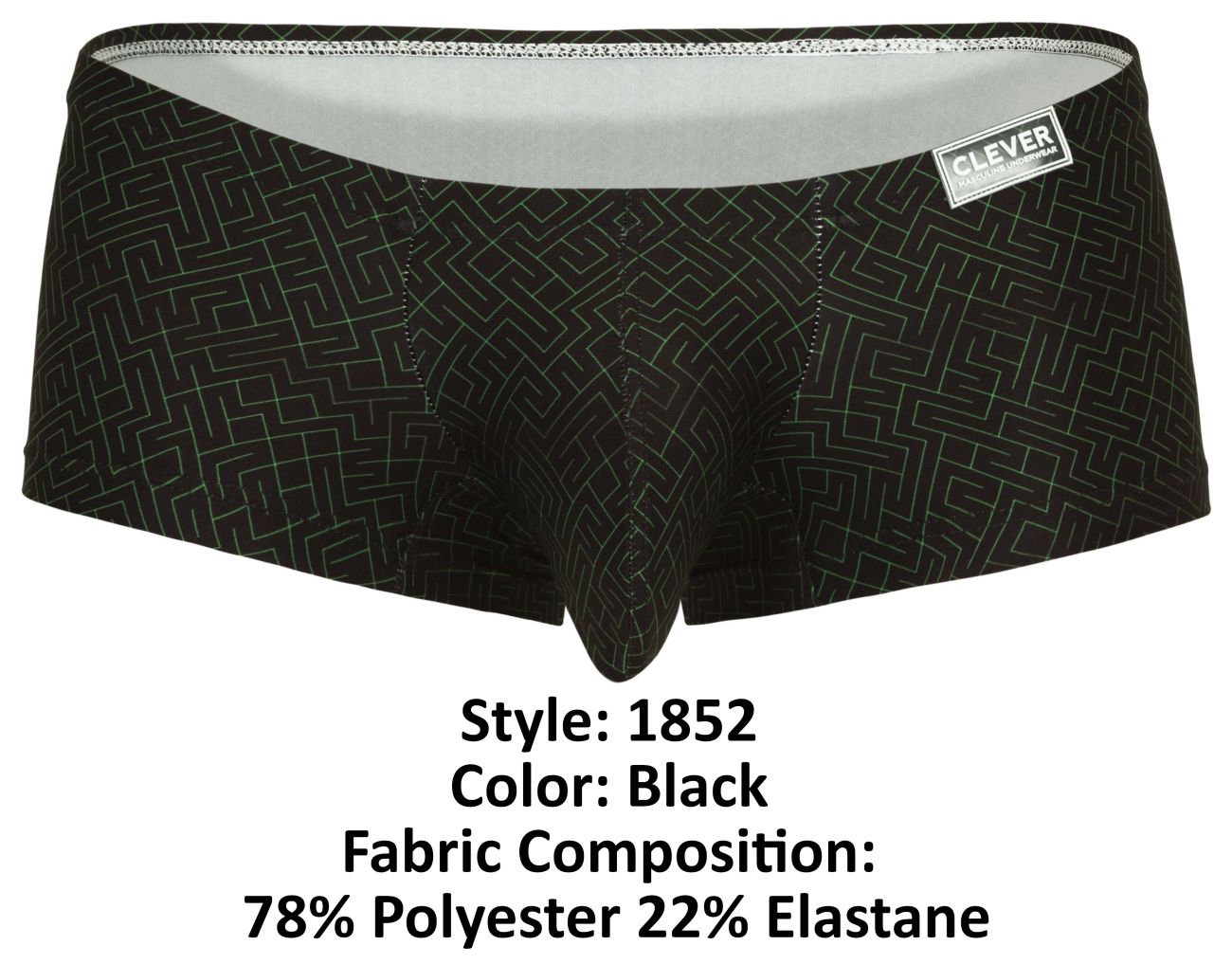 Clever Moda Men's Underwear 1852 Laberin Trunks Color Black