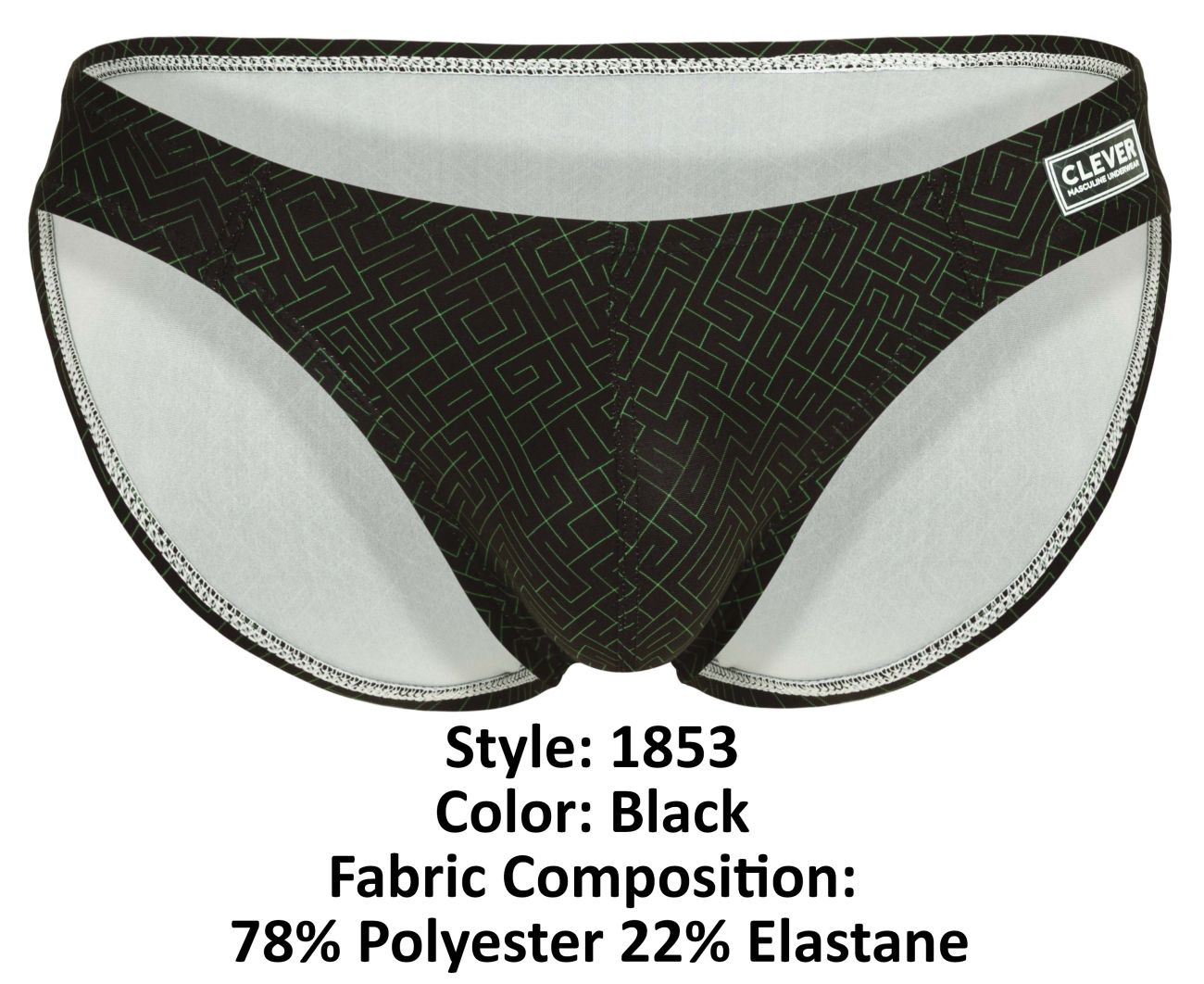 Clever Moda Men's Underwear 1853 Laberin Bikini Color Black
