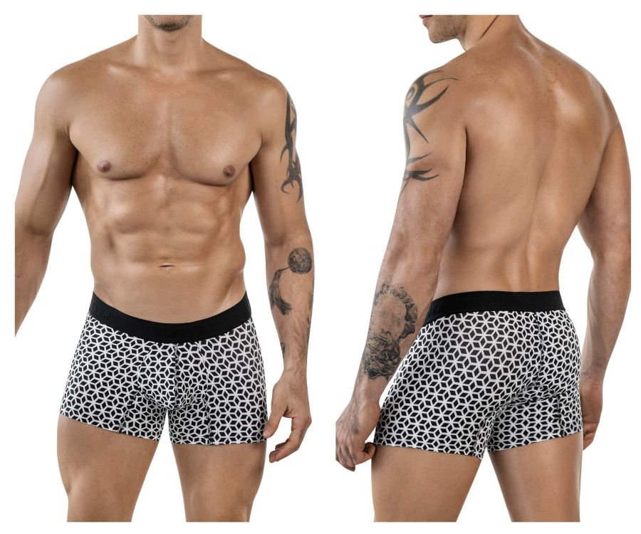 Clever Moda Men's Underwear 1854 Cuadricula Trunks Color White
