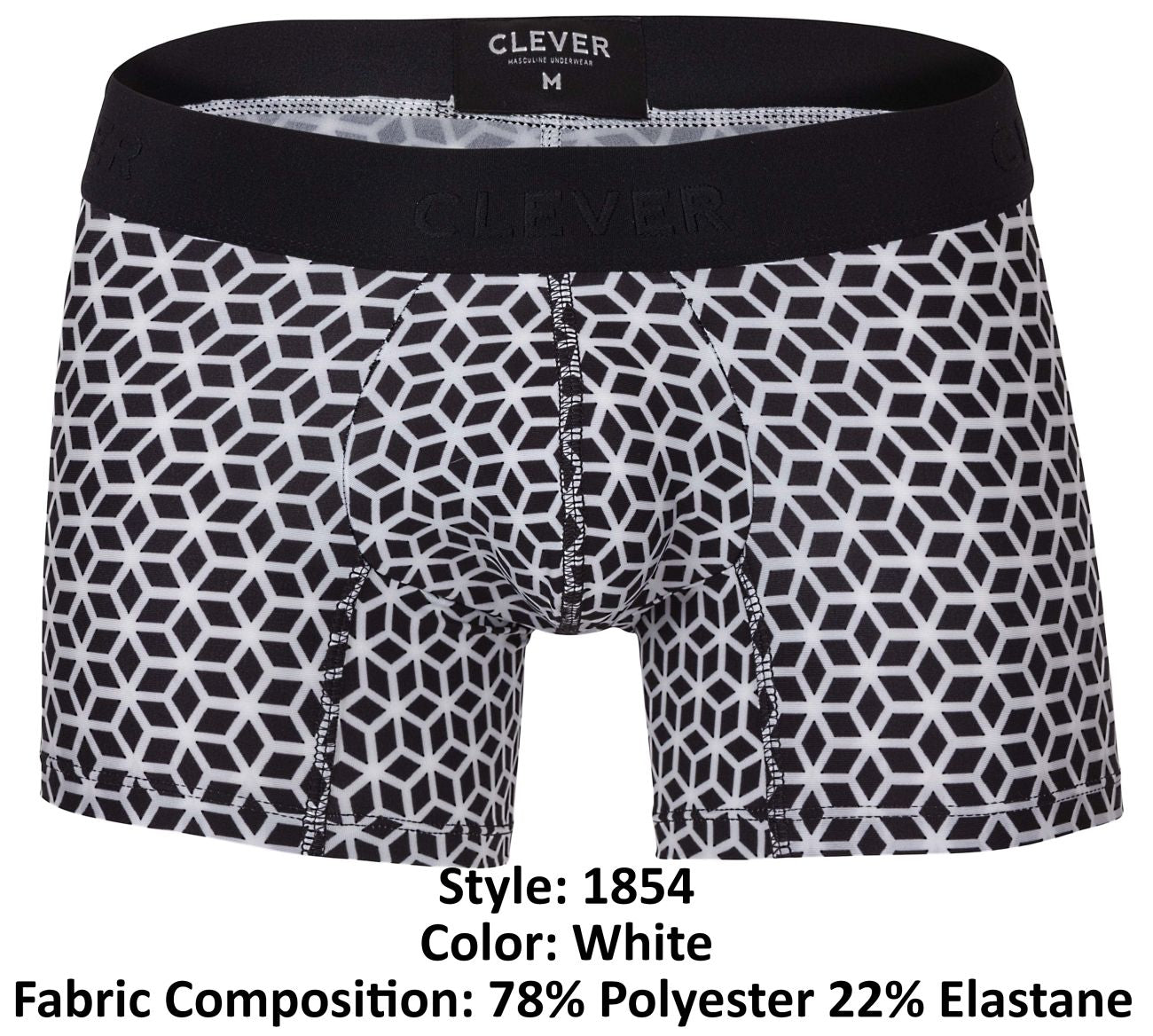 Clever Moda Men's Underwear 1854 Cuadricula Trunks Color White