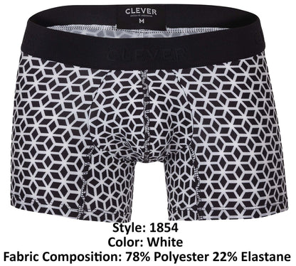 Clever Moda Men's Underwear 1854 Cuadricula Trunks Color White