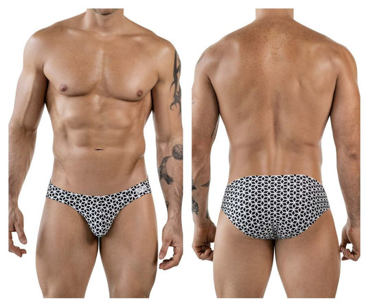 Clever Moda Men's Underwear 1857 Cuadricula Bikini Color White