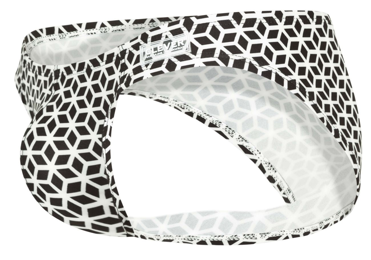 Clever Moda Men's Underwear 1857 Cuadricula Bikini Color White