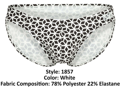 Clever Moda Men's Underwear 1857 Cuadricula Bikini Color White