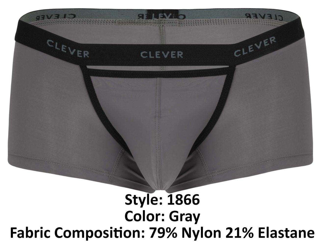 Clever Moda Men's Underwear 1866 Tokio Trunks Color Gray