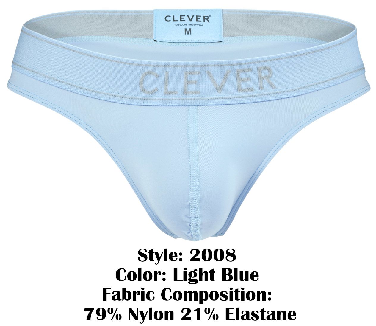 Clever Moda Men's Underwear 2008 Raw Thongs Color Light Blue