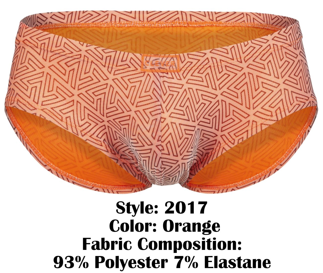 Clever Moda Men's Underwear 2017 Neon Briefs Color Orange