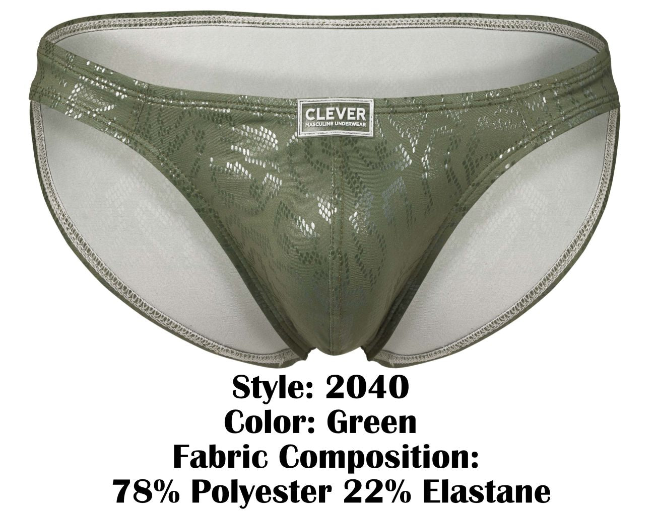 Clever Moda Men's Underwear 2040 Luxe Briefs Color Green