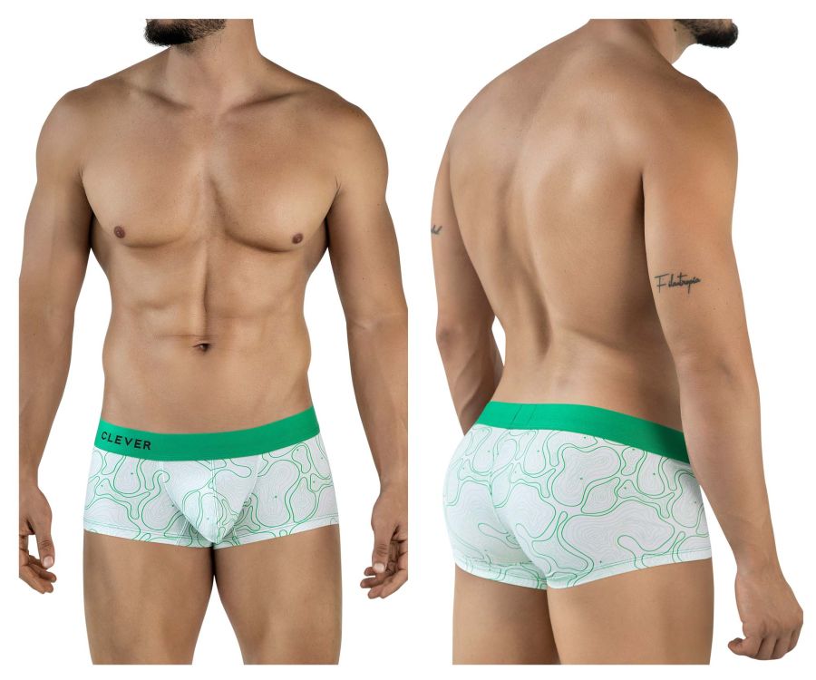 Clever Moda Men's Underwear 2056 Maze Trunks Color Green