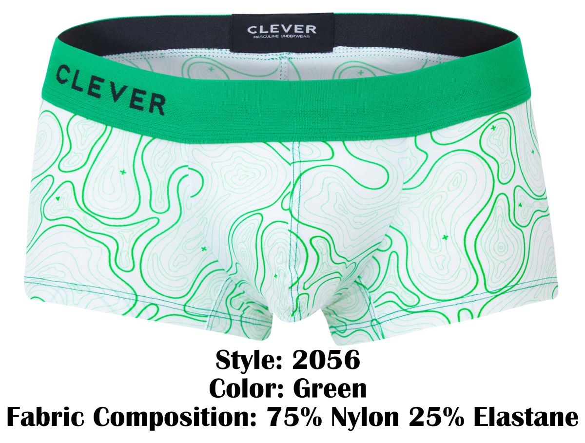 Clever Moda Men's Underwear 2056 Maze Trunks Color Green