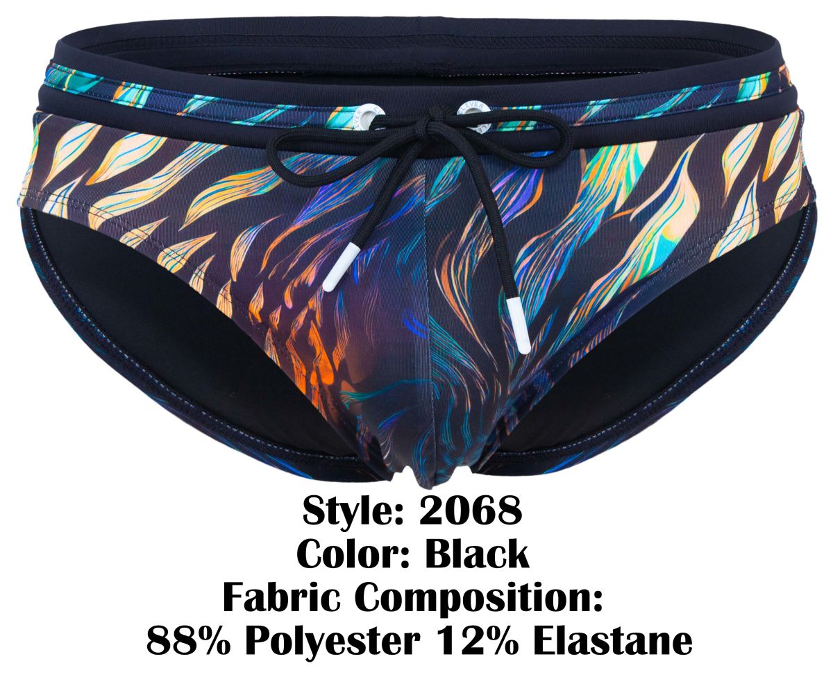 Clever Moda Men's swimwear 2068 Tumaco Swim Briefs Color Black