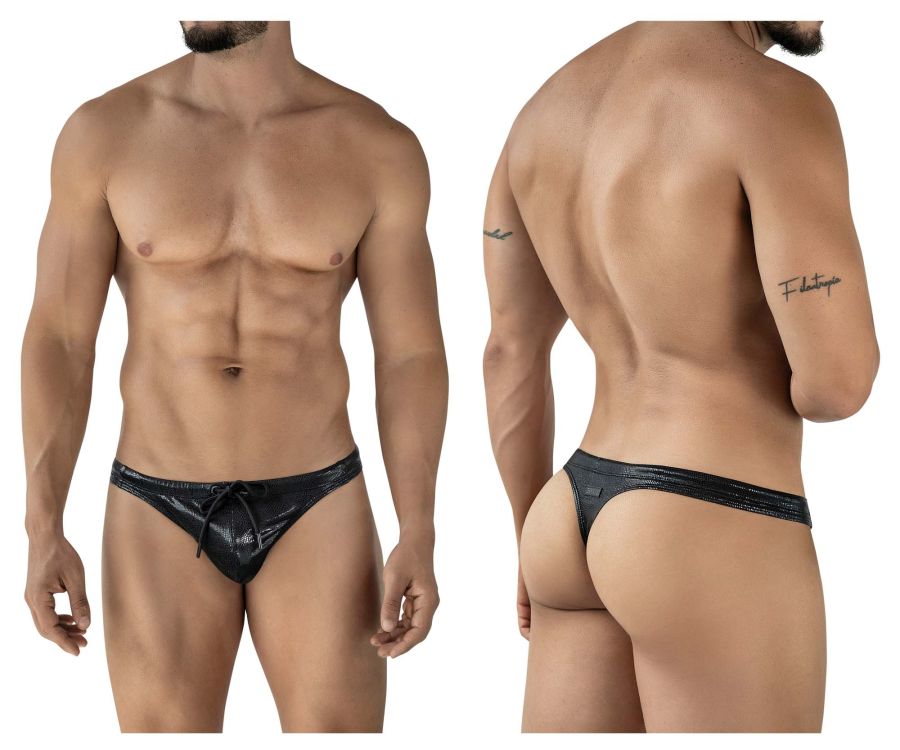 Clever Moda Men's swimwear Gorgona Swim Thongs - Black