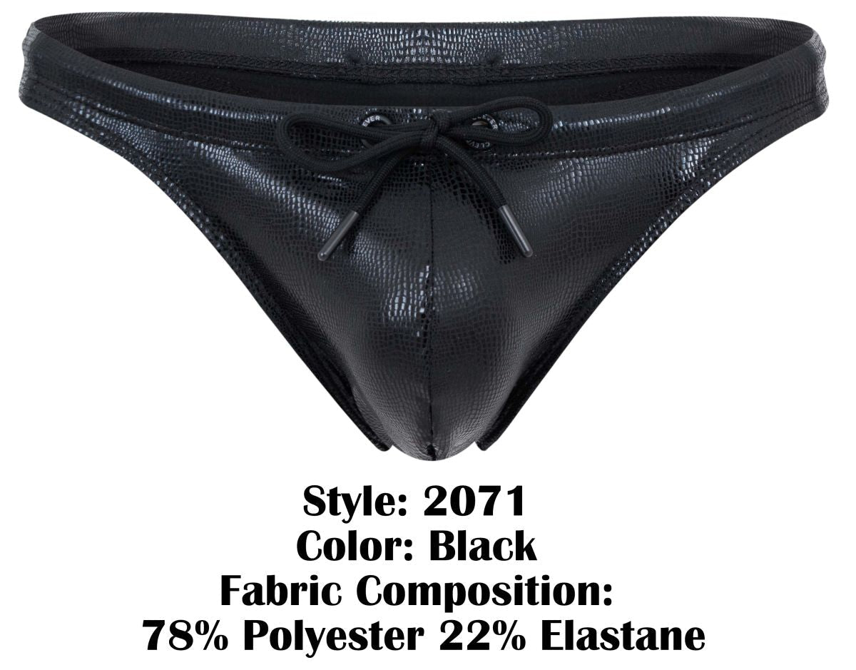 Clever Moda Men's swimwear Gorgona Swim Thongs - Black
