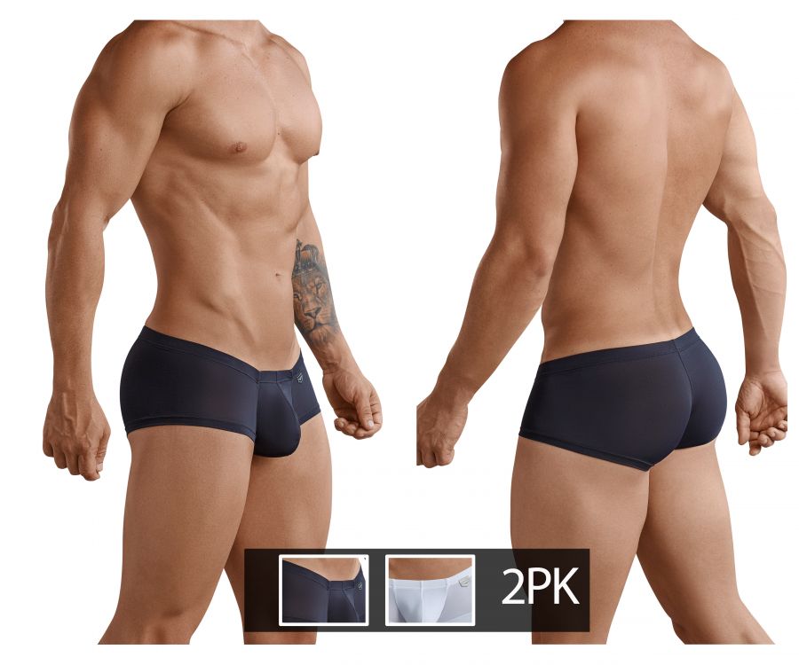 Clever Moda Men's Underwear 229924 2PK Australian Trunks Color Black-White