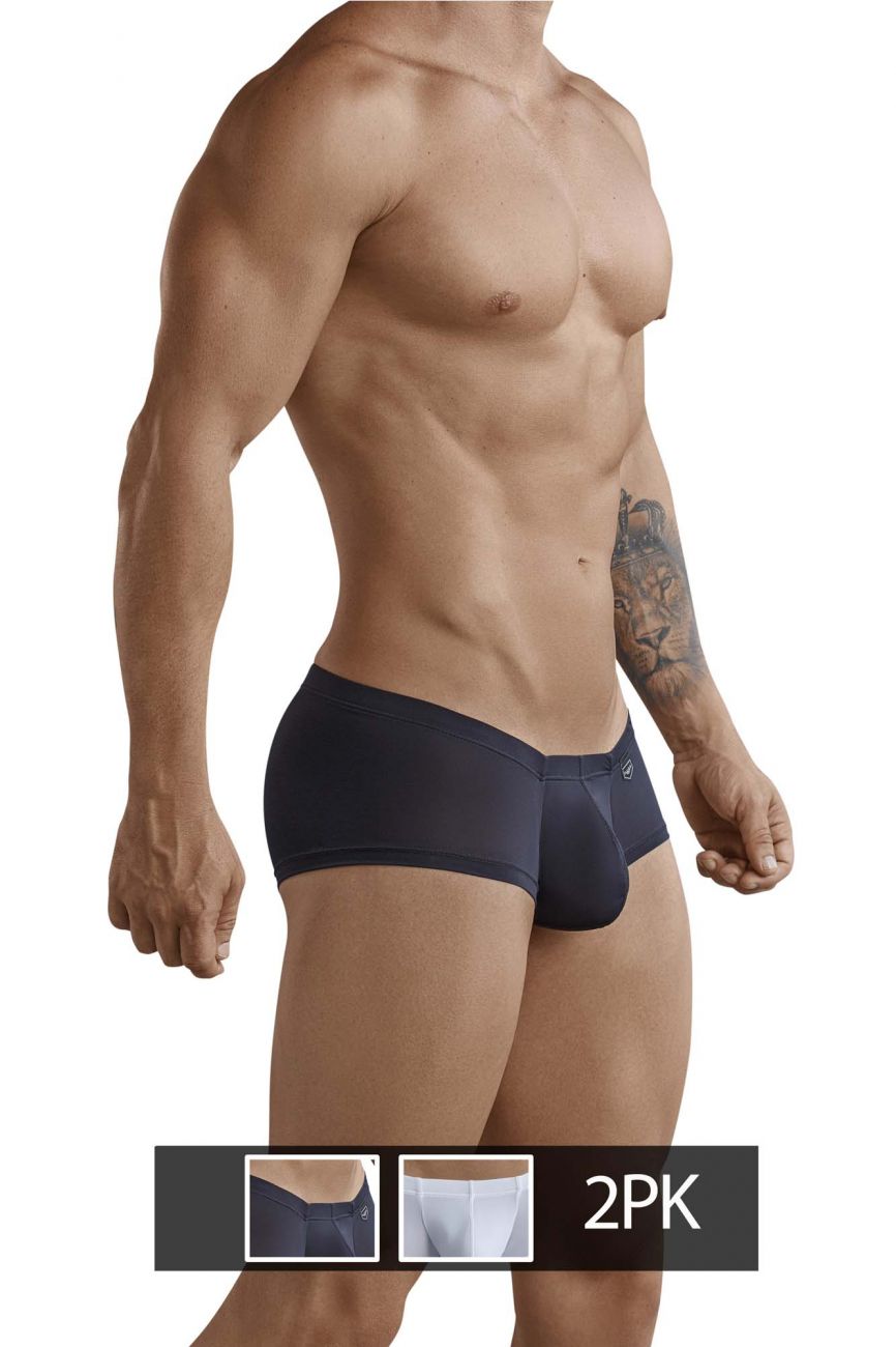 Clever Moda Men's Underwear 229924 2PK Australian Trunks Color Black-White
