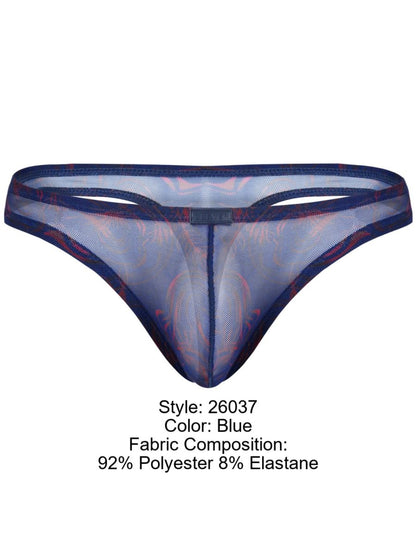 Clever Moda Men's Underwear 26037 Calipso Thongs Color Blue