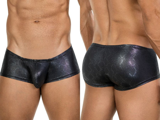 Clever Moda Men's Underwear 26043 Atlas Trunks in Sleek Black Metallic