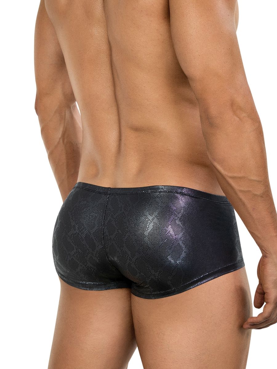 Clever Moda Men's Underwear 26043 Atlas Trunks in Sleek Black Metallic
