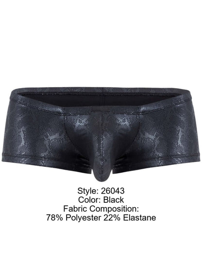 Clever Moda Men's Underwear 26043 Atlas Trunks in Sleek Black Metallic