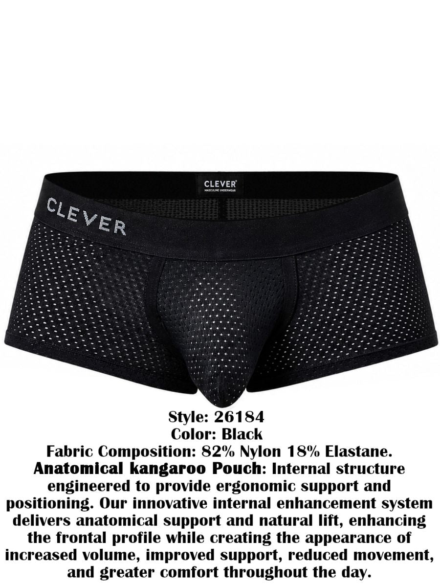 Clever Moda 26184 Men's Underwear Ulises Trunks Modern Comfort Color Black