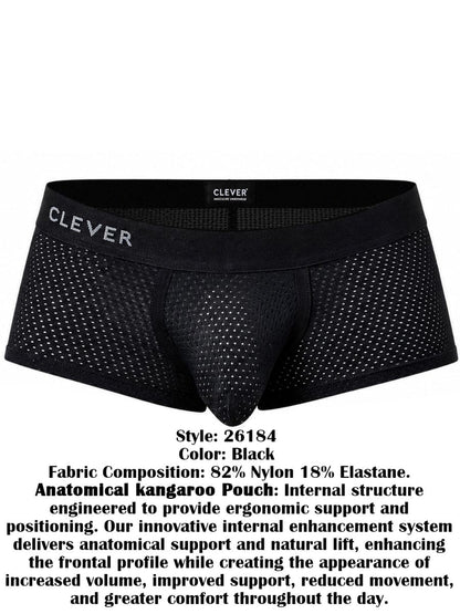 Clever Moda 26184 Men's Underwear Ulises Trunks Modern Comfort Color Black