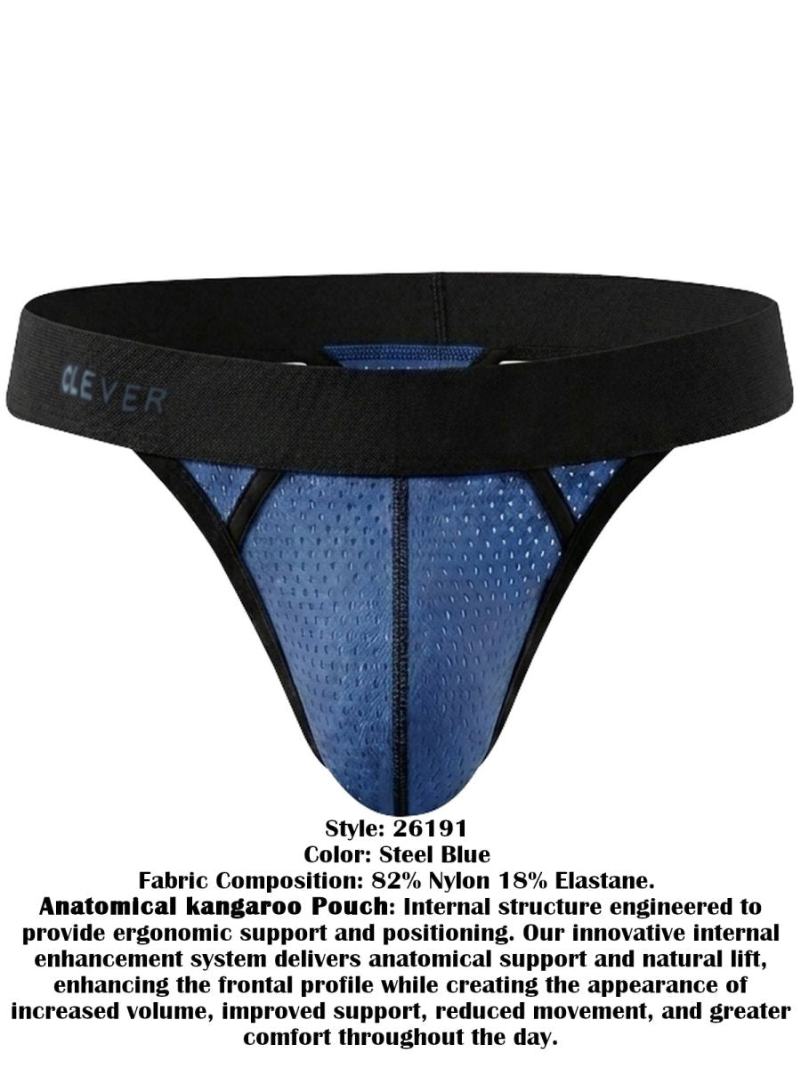 Clever Moda 26191 Men's Underwear Ulises Sleek Thongs Color Steel Blue