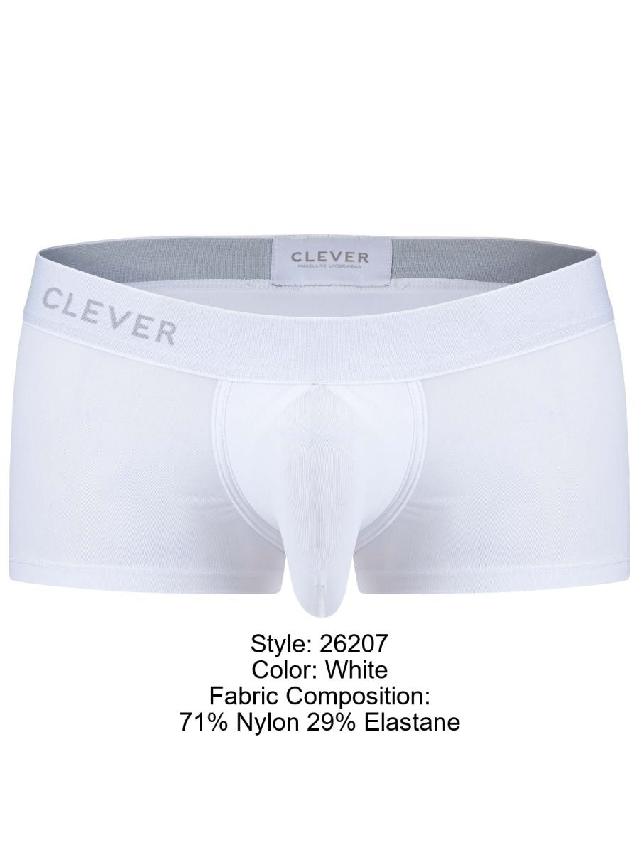 Clever 26207 Men's Underwear Mompox Trunks Sleek Ergonomic Fit Color White