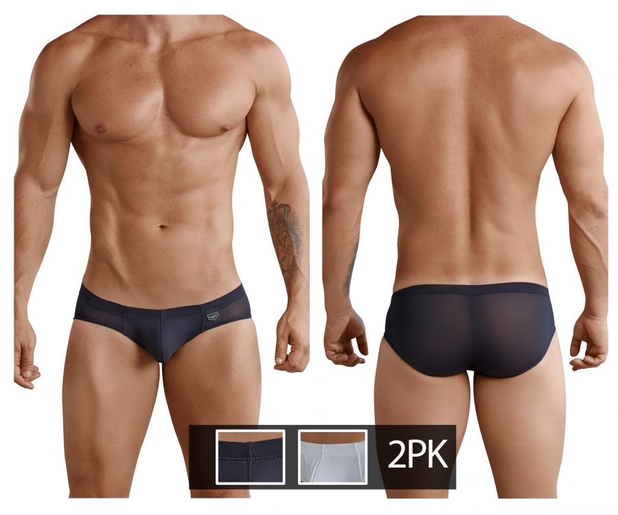 Clever Moda Men's Underwear 519940 2PK Australian Briefs Color Black-White