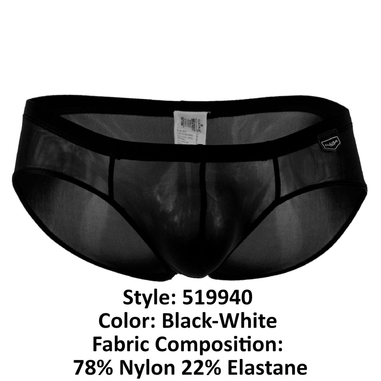 Clever Moda Men's Underwear 519940 2PK Australian Briefs Color Black-White