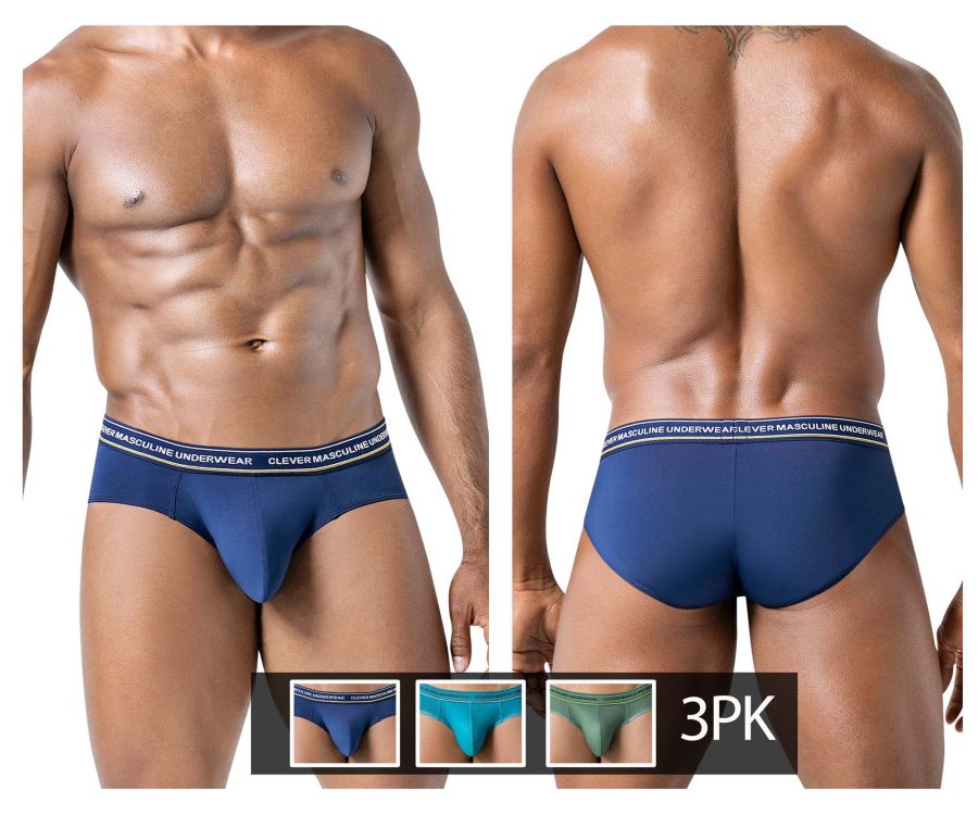 Clever Moda 3-Pack Australian Latin Briefs - Blue-Petrol-Green